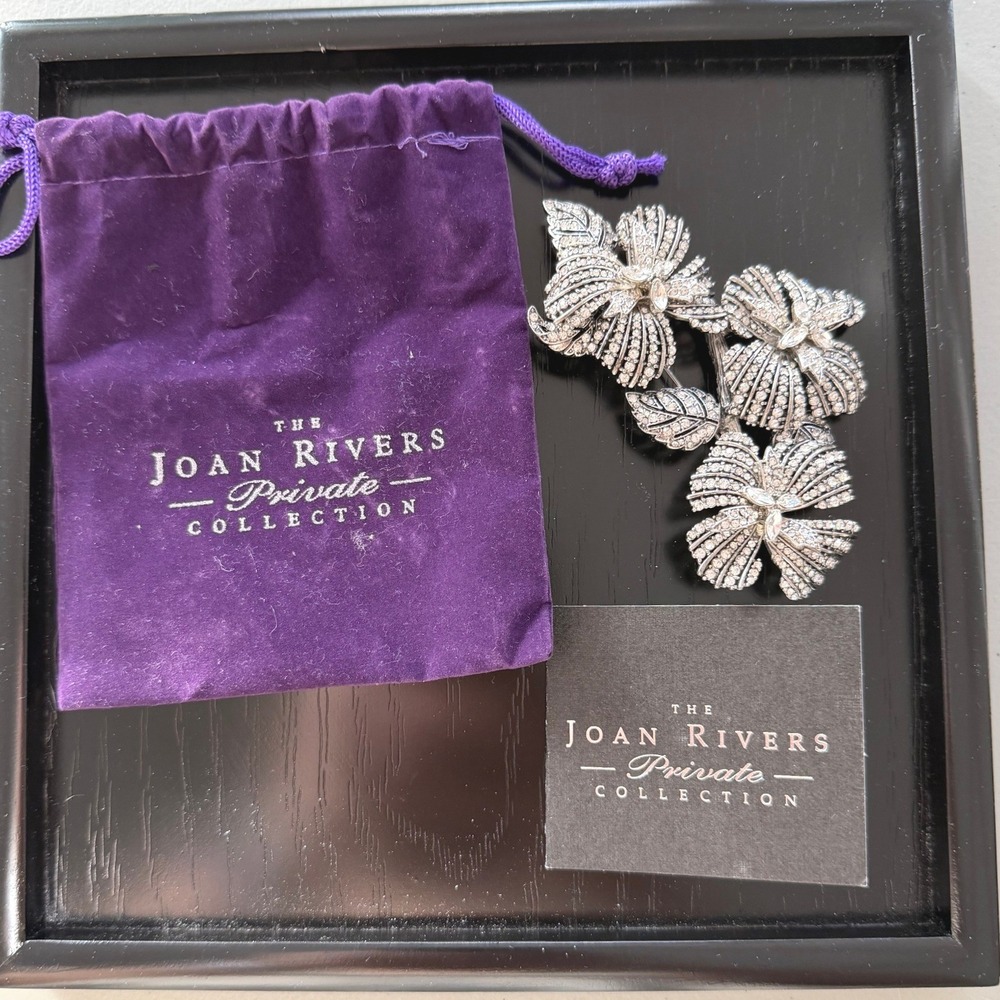 Joan Rivers Ciner Crystal Rhinestone Triple Floral Statement Brooch - Picture 10 of 10